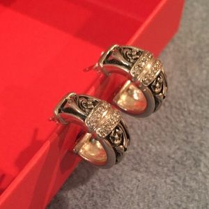 LYRIC STERLING SILVER & DIAMOND HOOP EARRINGS